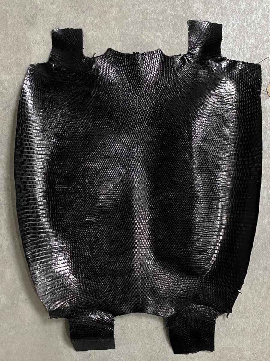 画像1: リザード　トカゲ革　ブラック　31cm　エキゾチックレザー (1)