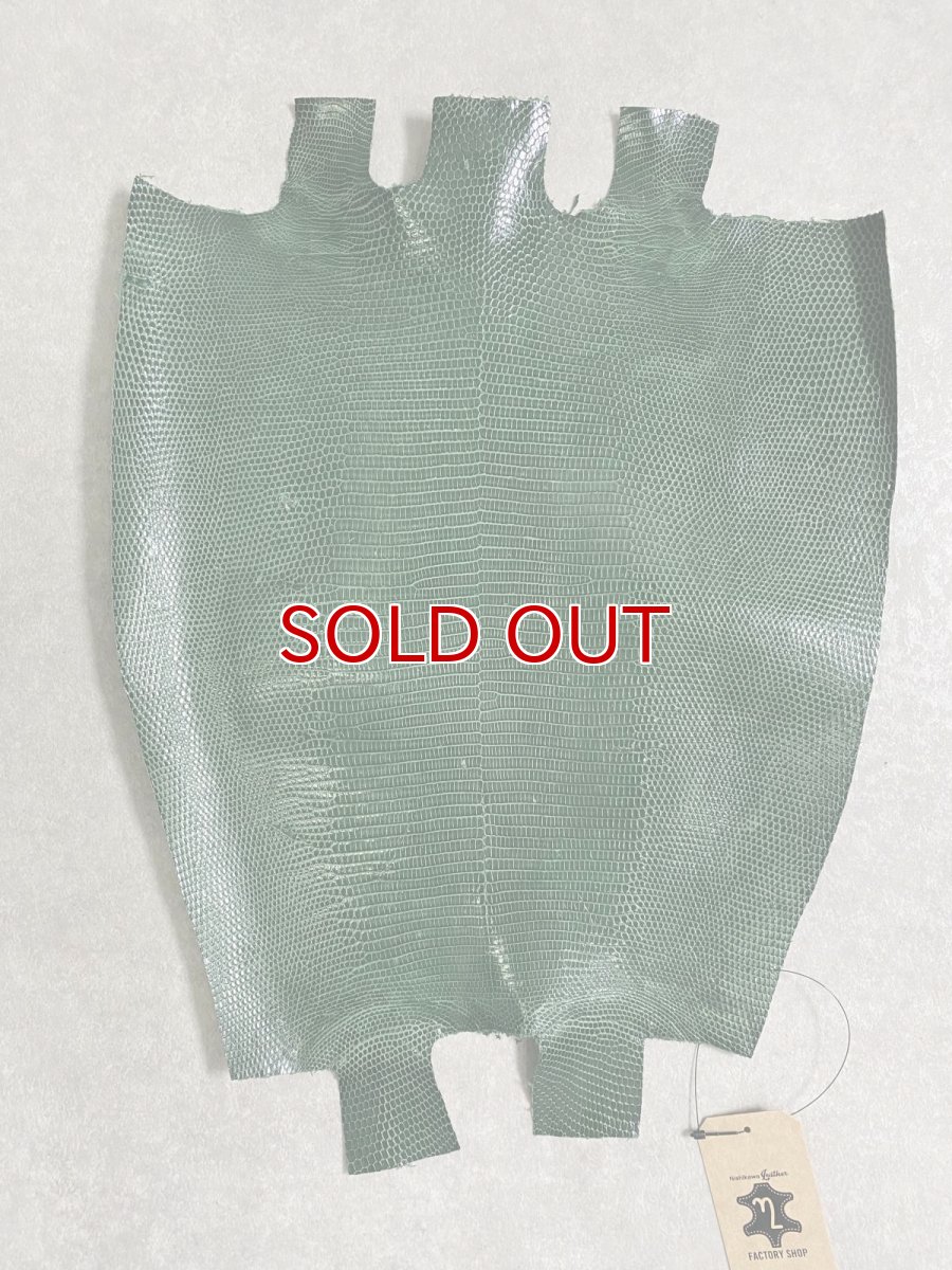 画像1: sale価格　リザード　トカゲ革　グリーン　34cm　エキゾチックレザー (1)