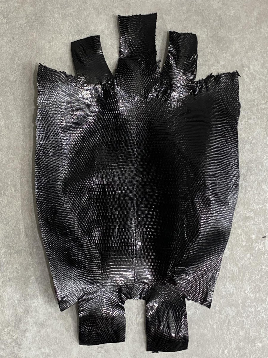 画像1: リザード　トカゲ革　ブラック　30cm　エキゾチックレザー (1)