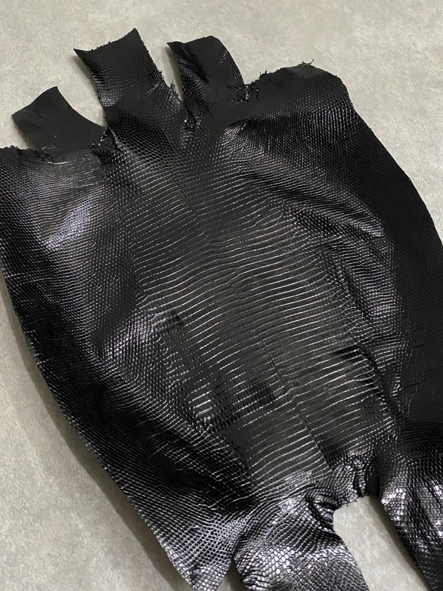 画像2: リザード　トカゲ革　ブラック　30cm　エキゾチックレザー (2)