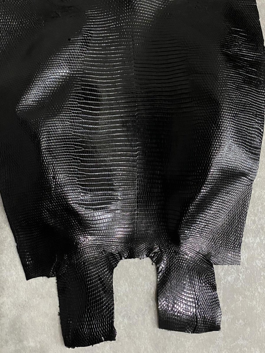 画像4: リザード　トカゲ革　ブラック　30cm　エキゾチックレザー (4)