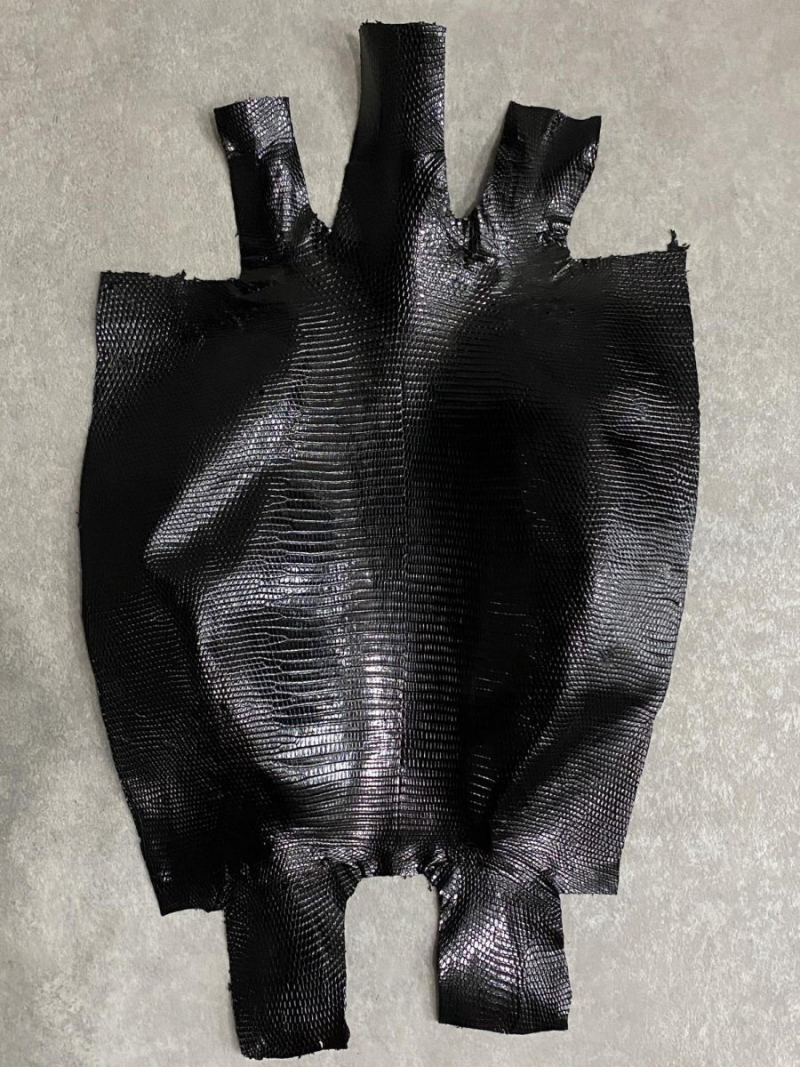 画像5: リザード　トカゲ革　ブラック　30cm　エキゾチックレザー (5)