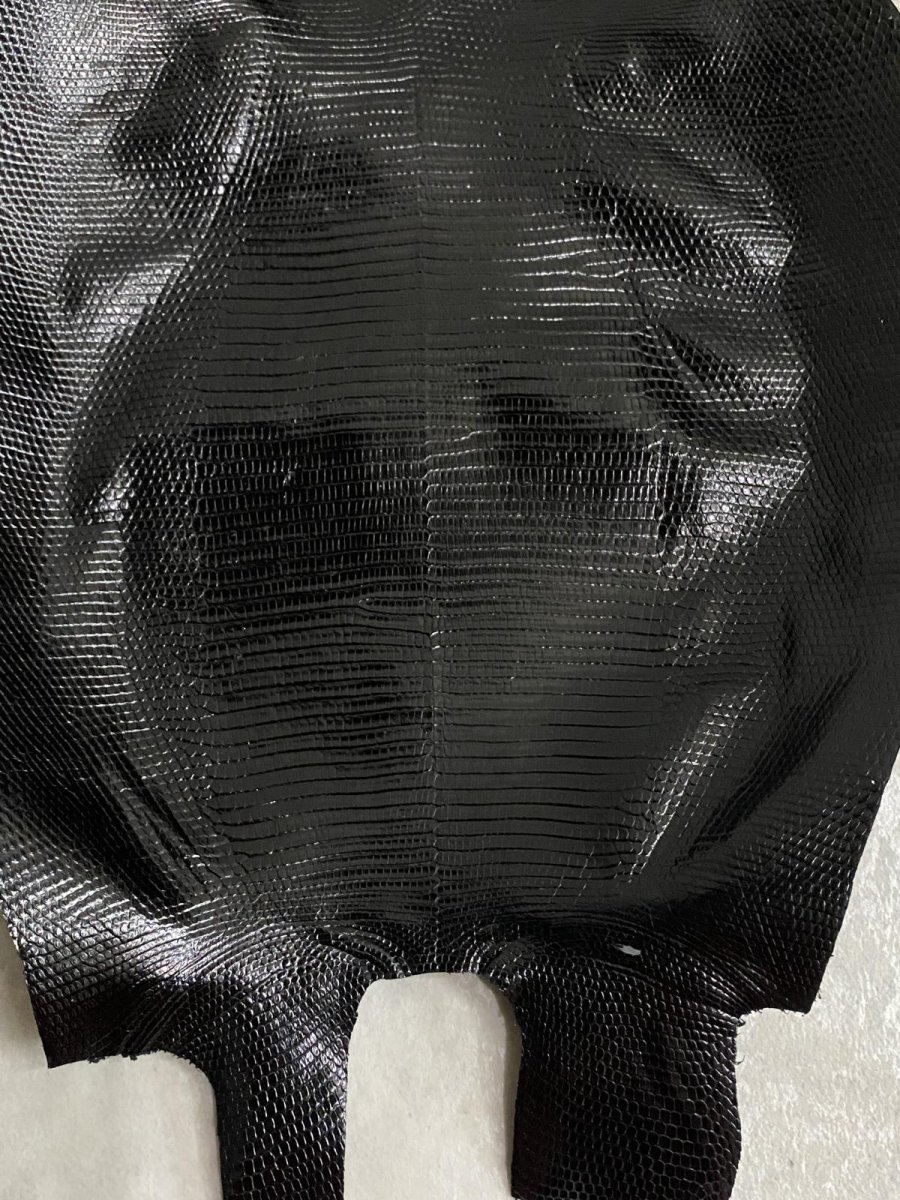 画像4: リザード　トカゲ革　ブラック　30cm　エキゾチックレザー (4)