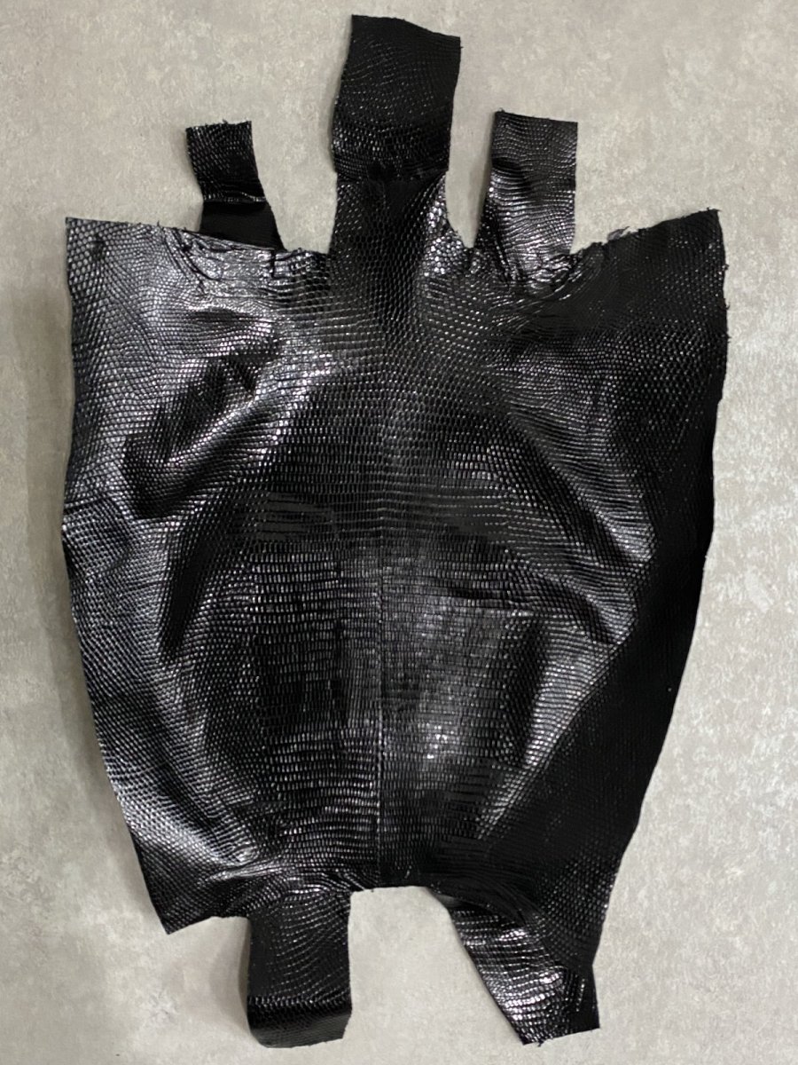 画像1: リザード　トカゲ革　ブラック　31cm　エキゾチックレザー (1)