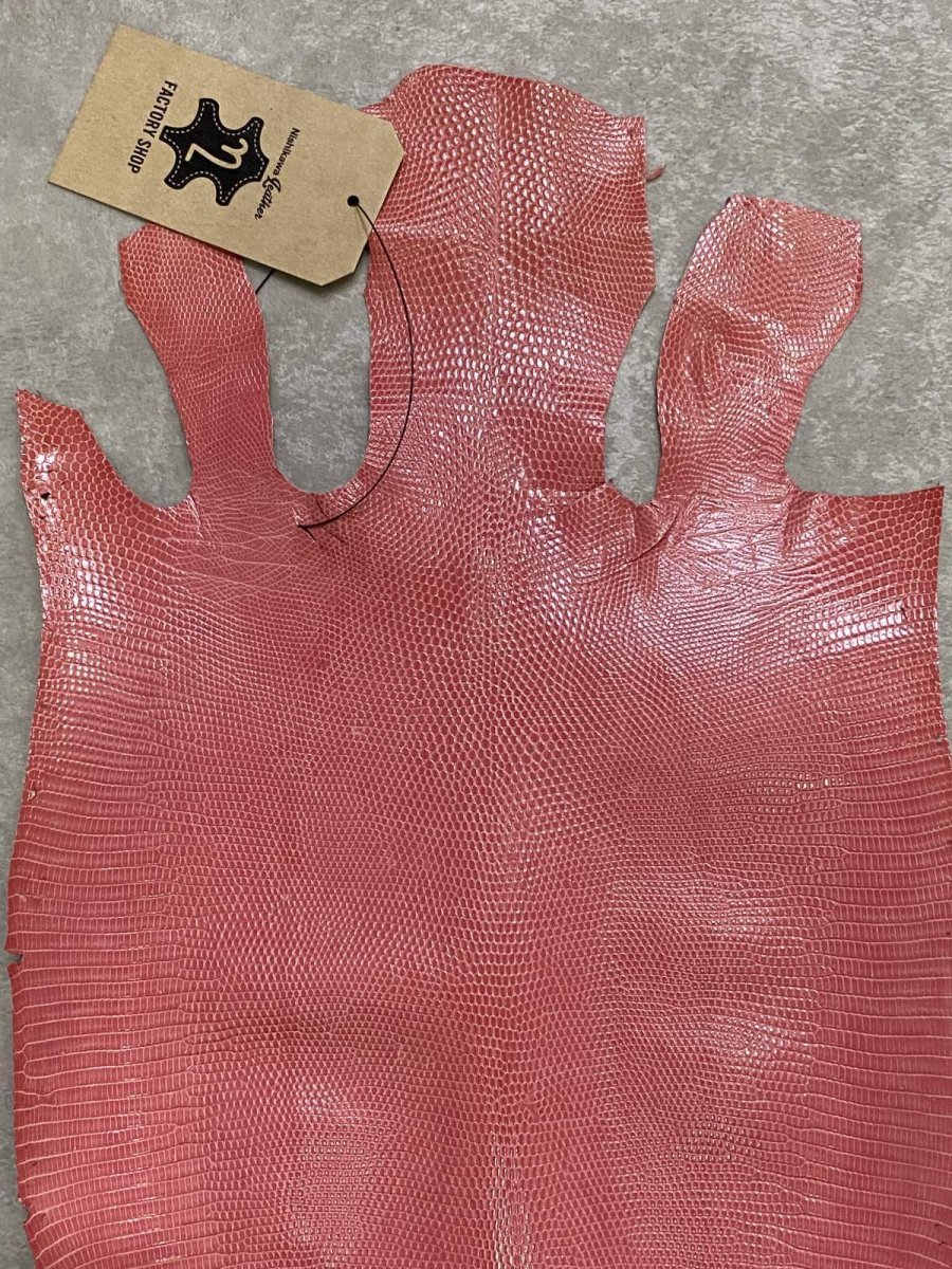 画像2: リザード ピンク  23cm トカゲ革 爬虫類 エキゾチックレザー (2)