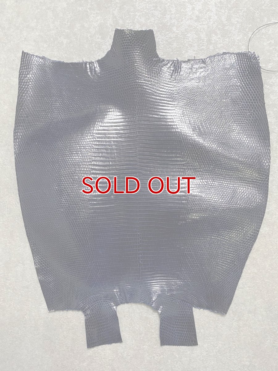 画像1: リザード　トカゲ革　ネイビー　29cm　エキゾチックレザー (1)