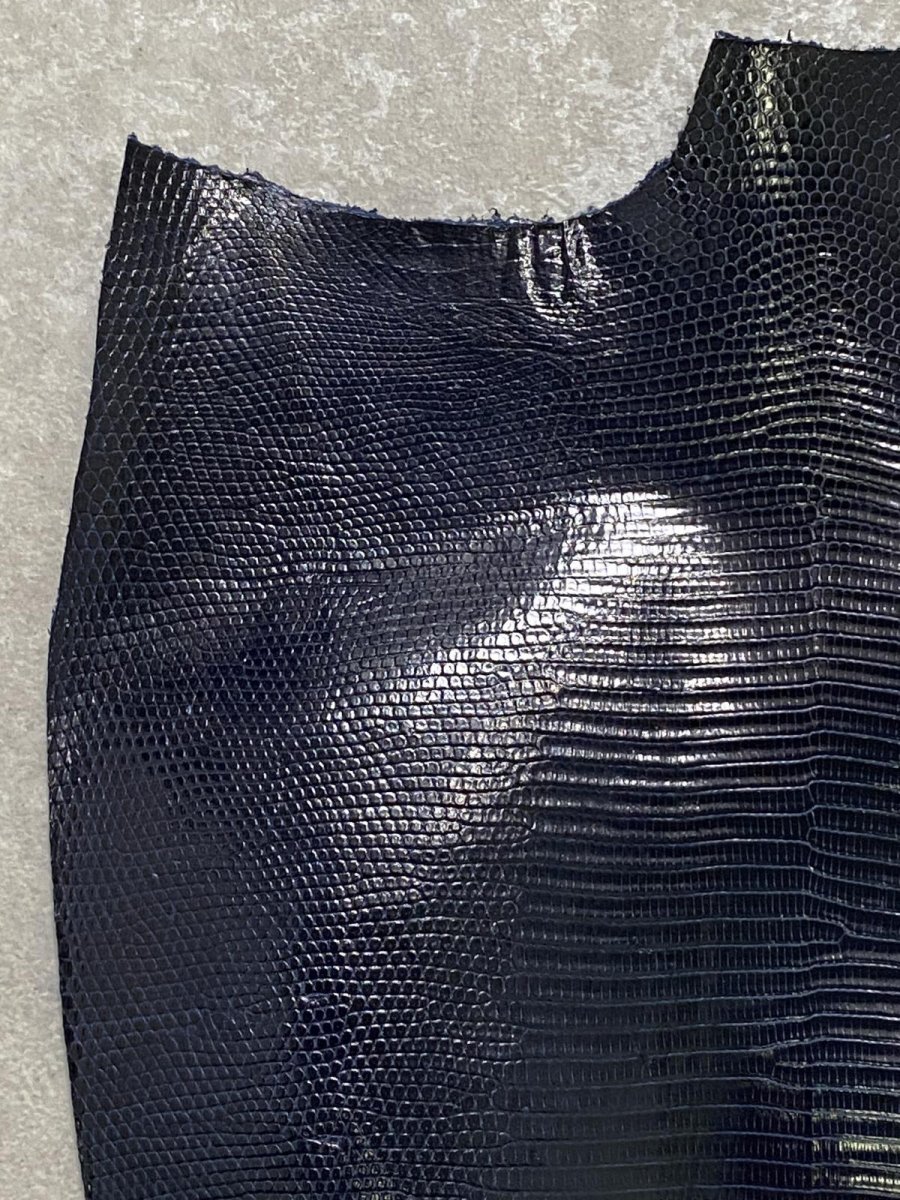 画像2: リザード トカゲ革 ネイビー 29cm エキゾチックレザー (2)