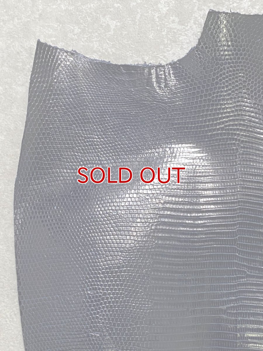 画像2: リザード　トカゲ革　ネイビー　29cm　エキゾチックレザー (2)