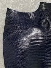 画像2: リザード　トカゲ革　ネイビー　29cm　エキゾチックレザー (2)