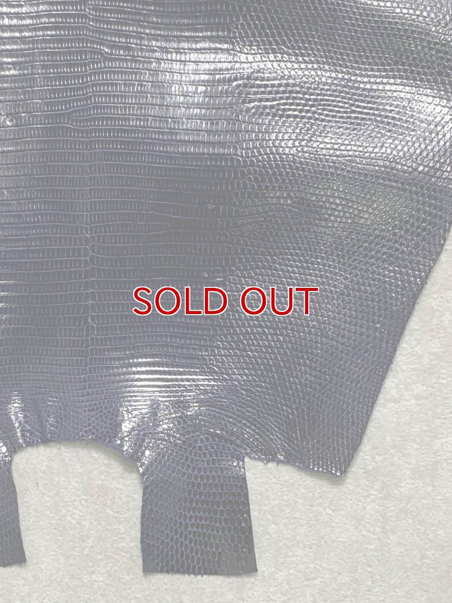 画像5: リザード　トカゲ革　ネイビー　29cm　エキゾチックレザー (5)