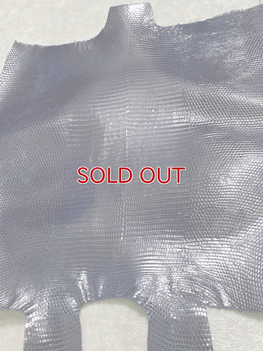 画像8: リザード　トカゲ革　ネイビー　29cm　エキゾチックレザー (8)