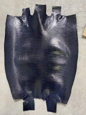 画像1: リザード　トカゲ革　ネイビー　29cm　エキゾチックレザー (1)