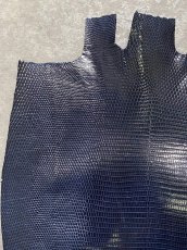 画像2: リザード　トカゲ革　ネイビー　29cm　エキゾチックレザー (2)