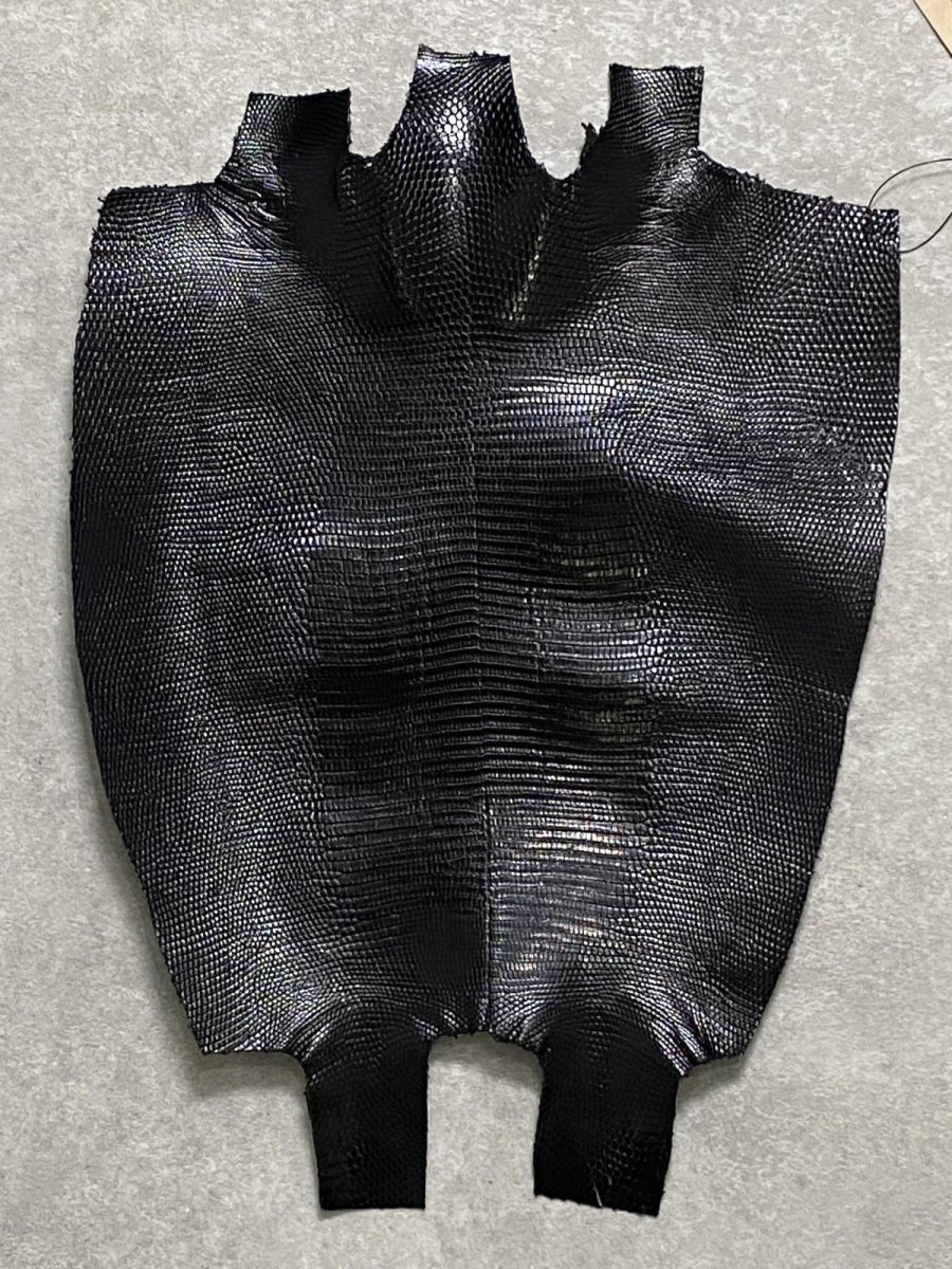 画像1: リザード　トカゲ革　ブラック　30cm　エキゾチックレザー (1)