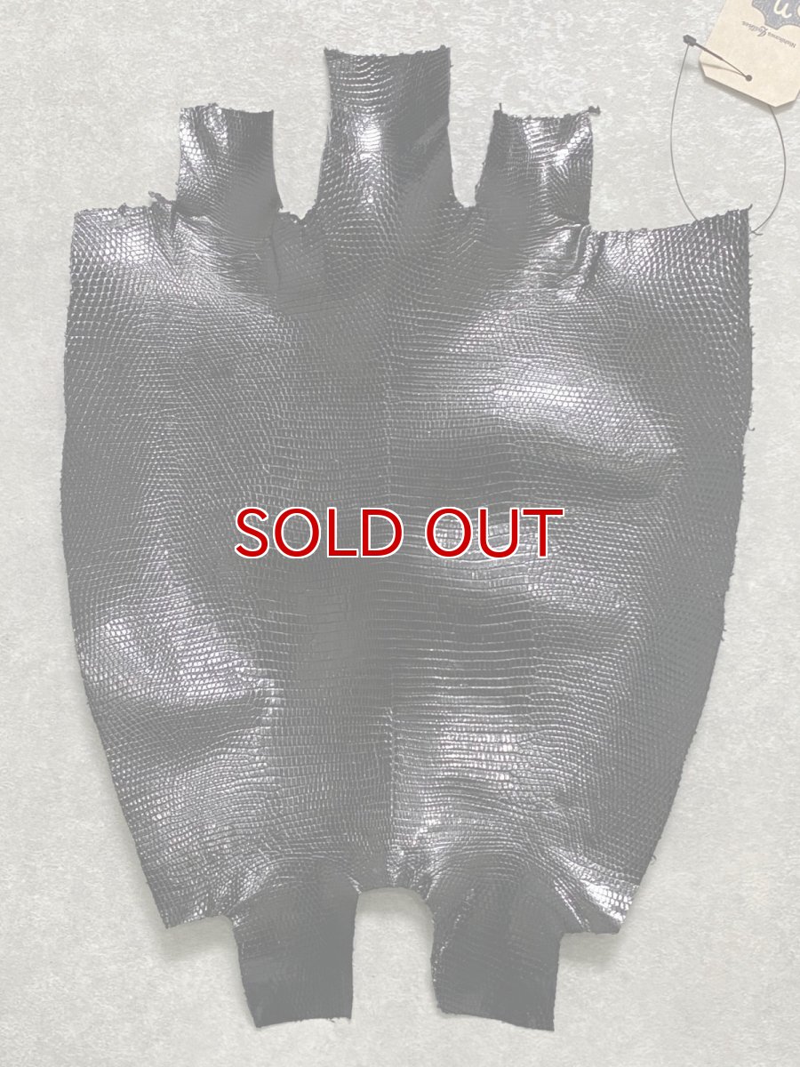 画像1: リザード　トカゲ革　ブラック　30cm　エキゾチックレザー (1)