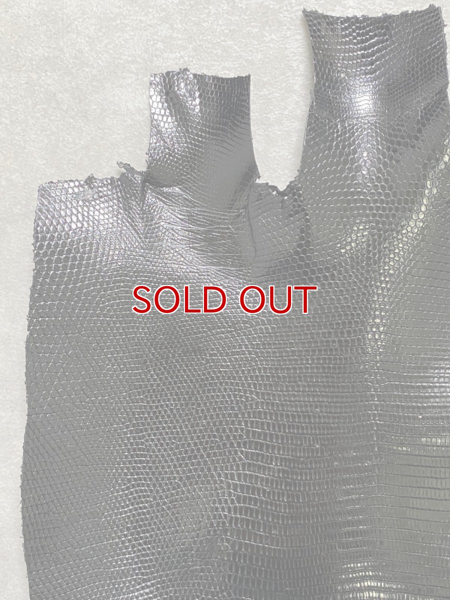 画像2: リザード　トカゲ革　ブラック　30cm　エキゾチックレザー (2)