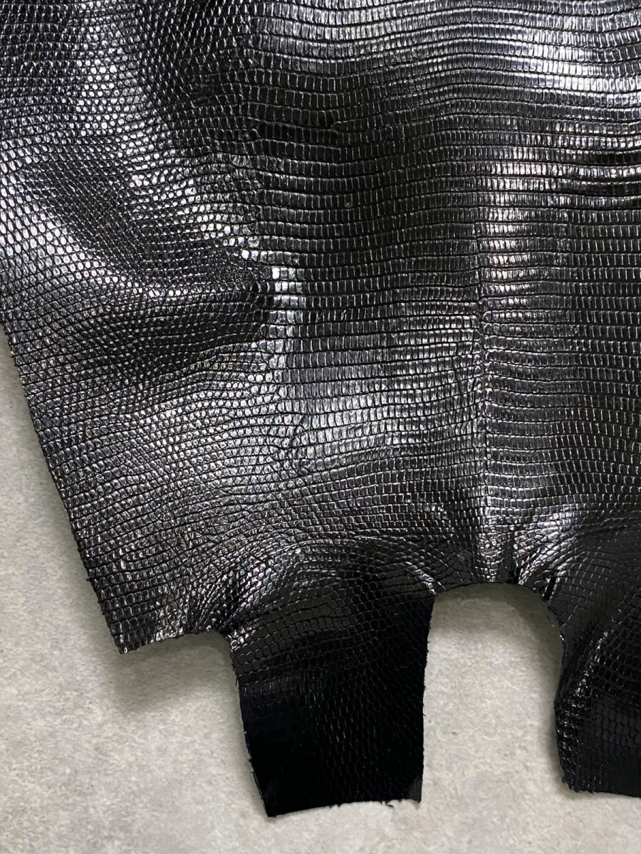 画像6: リザード トカゲ革 ブラック 30cm エキゾチックレザー (6)