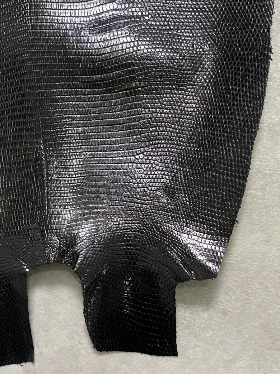 画像7: リザード トカゲ革 ブラック 30cm エキゾチックレザー (7)