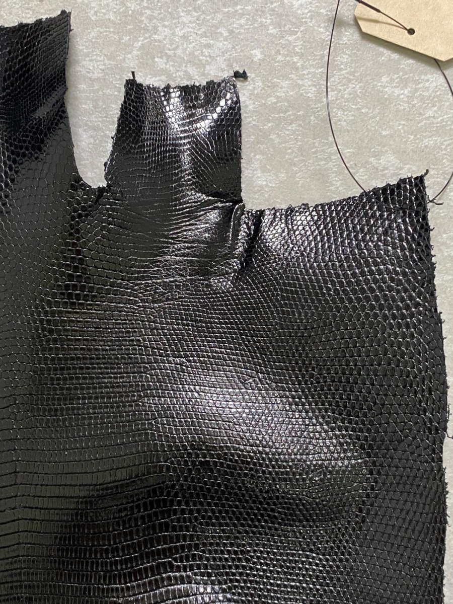 画像3: リザード トカゲ革 ブラック 30cm エキゾチックレザー (3)