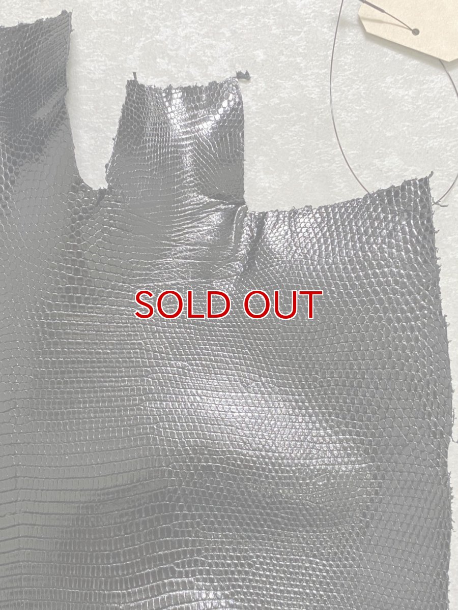 画像3: リザード　トカゲ革　ブラック　30cm　エキゾチックレザー (3)