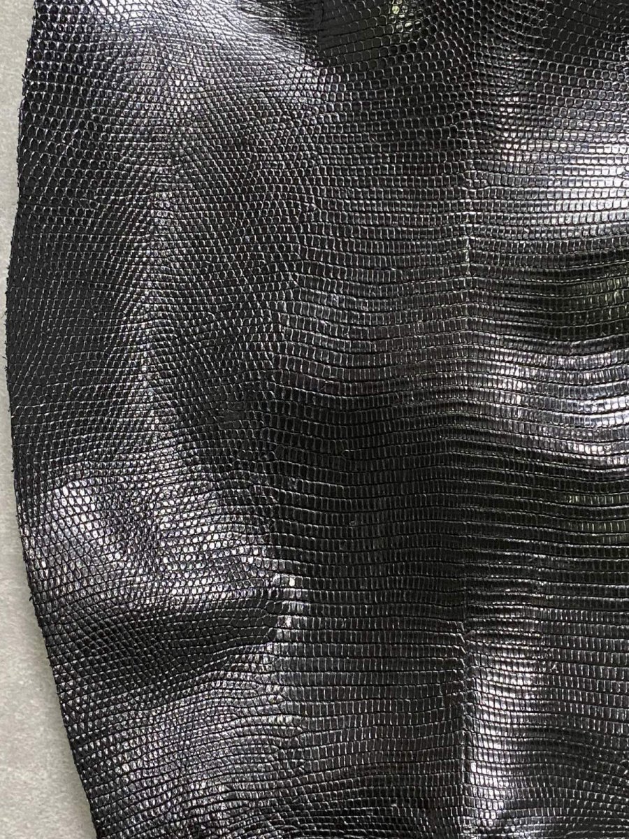 画像4: リザード トカゲ革 ブラック 30cm エキゾチックレザー (4)