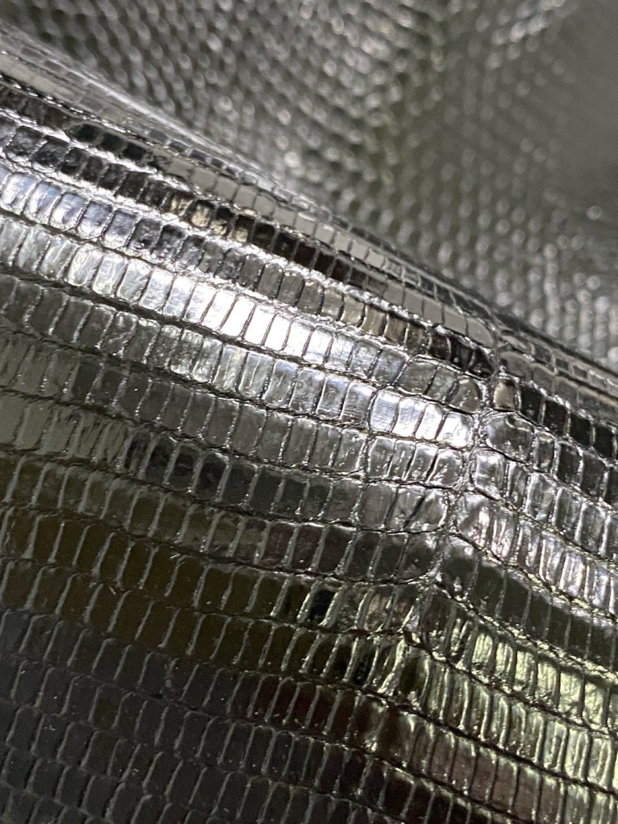 画像8: リザード トカゲ革 ブラック 30cm エキゾチックレザー (8)