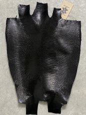 画像1: リザード　トカゲ革　ブラック　30cm　エキゾチックレザー (1)