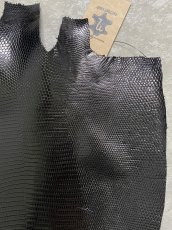 画像6: リザード　トカゲ革　ブラック　30cm　エキゾチックレザー (6)