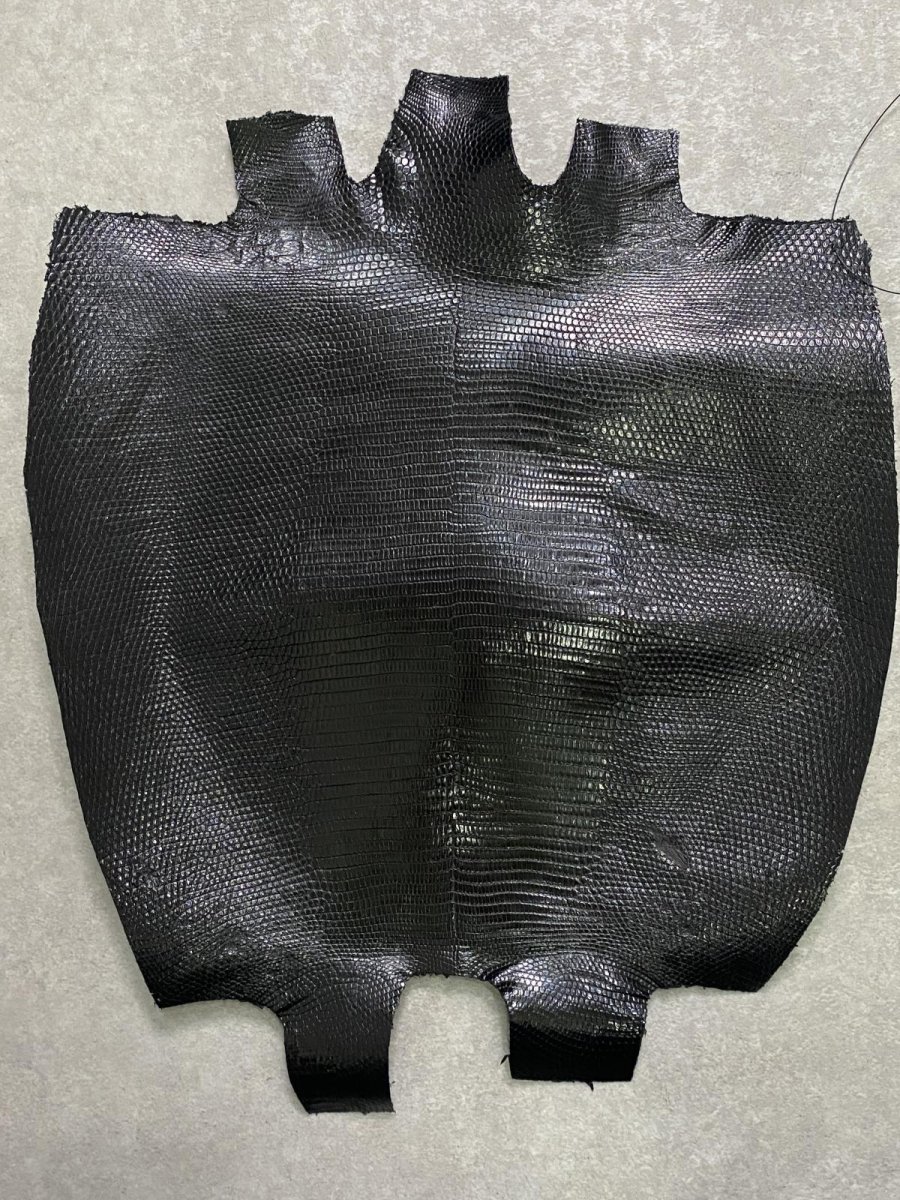 画像1: リザード　トカゲ革　ブラック　33cm　エキゾチックレザー (1)