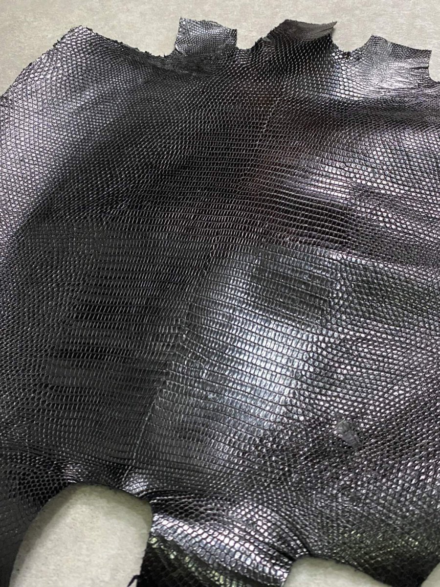 画像6: リザード　トカゲ革　ブラック　33cm　エキゾチックレザー (6)