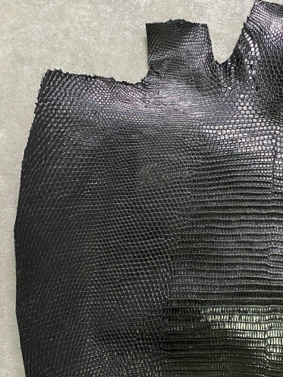 画像2: リザード　トカゲ革　ブラック　33cm　エキゾチックレザー (2)