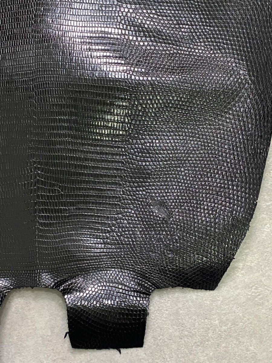 画像5: リザード　トカゲ革　ブラック　33cm　エキゾチックレザー (5)