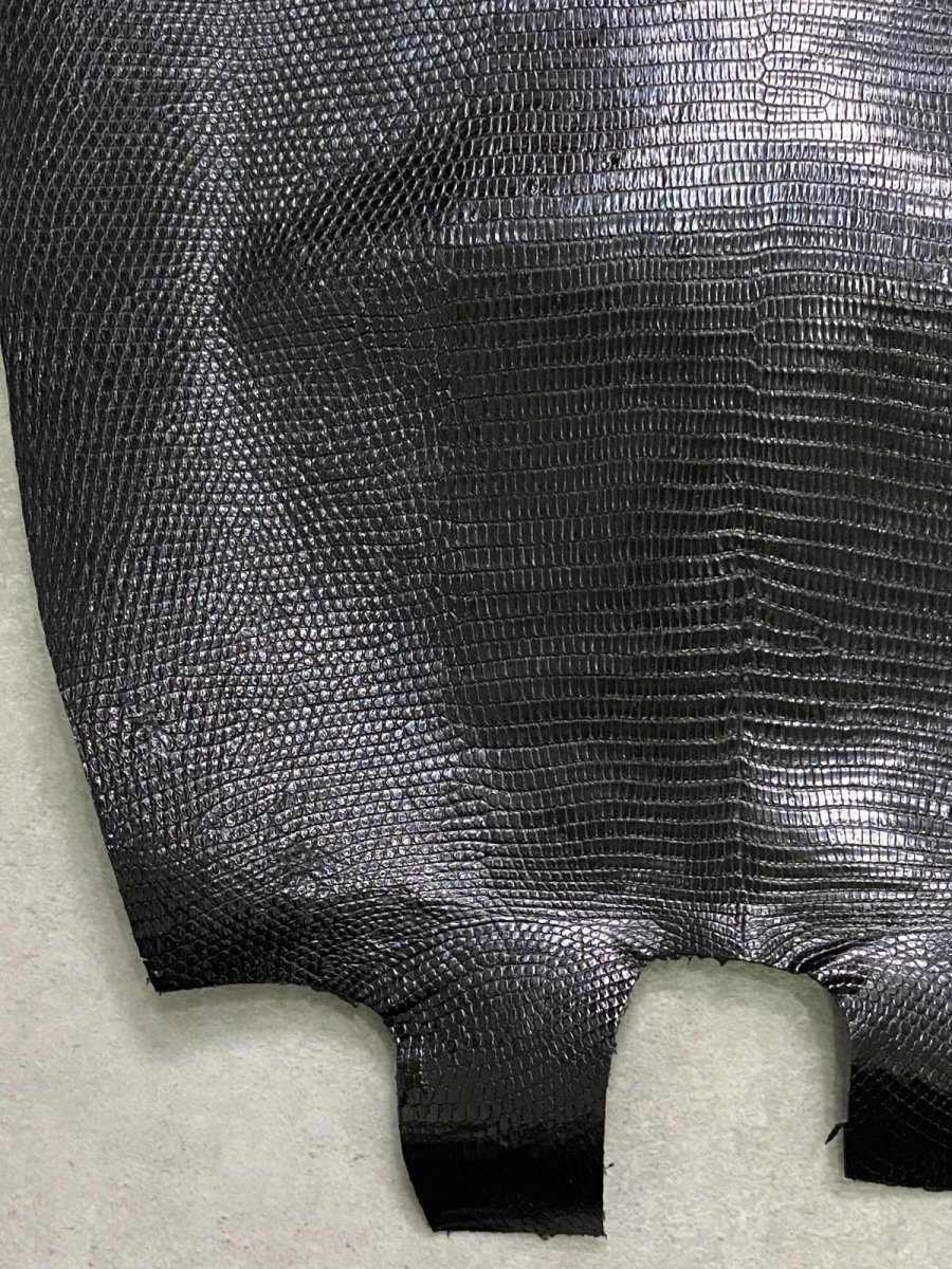画像4: リザード　トカゲ革　ブラック　33cm　エキゾチックレザー (4)