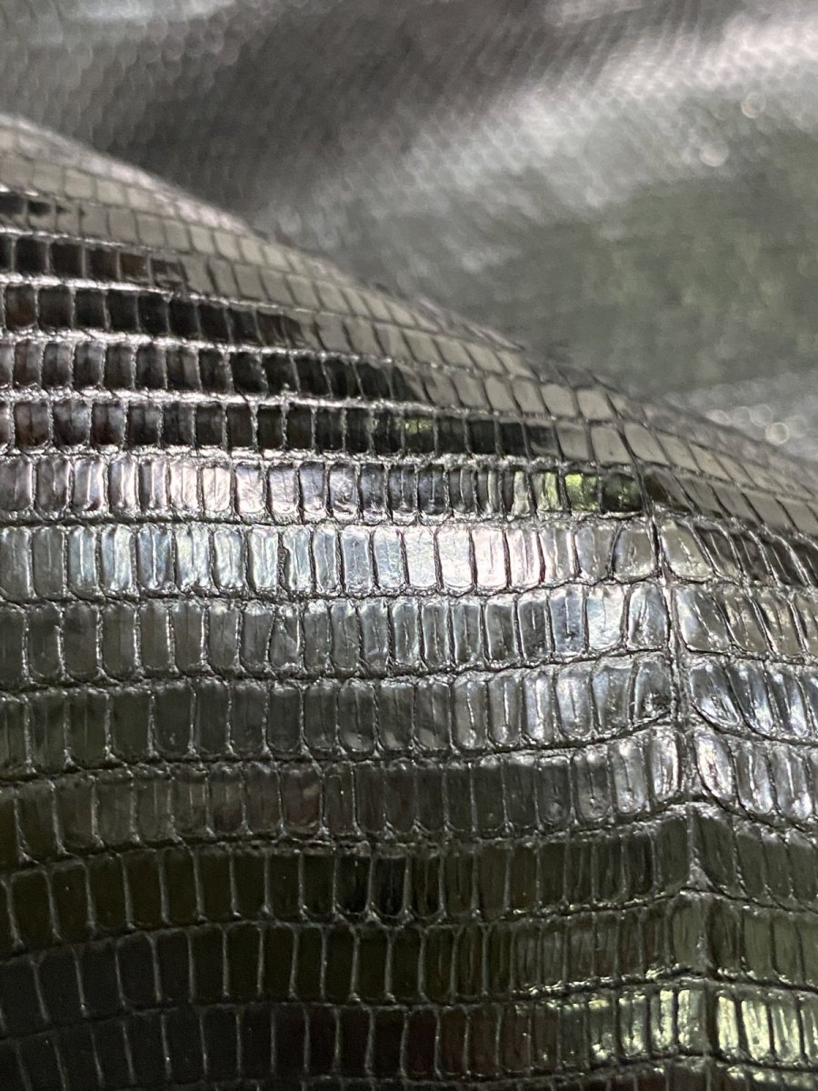 画像7: リザード　トカゲ革　ブラック　33cm　エキゾチックレザー (7)