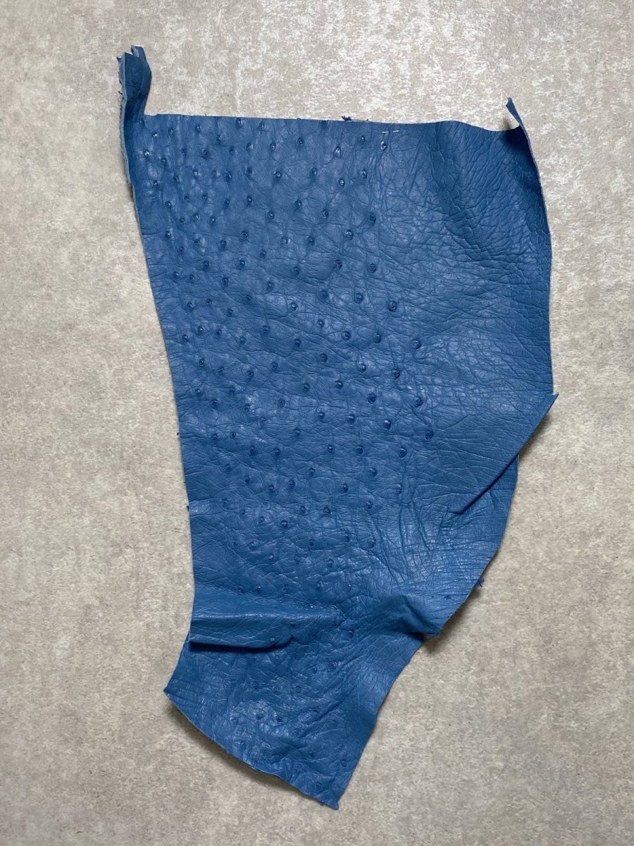 画像1: オーストリッチ革ハギレ　ブルージーン　ダチョウの革　オーストリッチレザー　エキゾチックレザー (1)