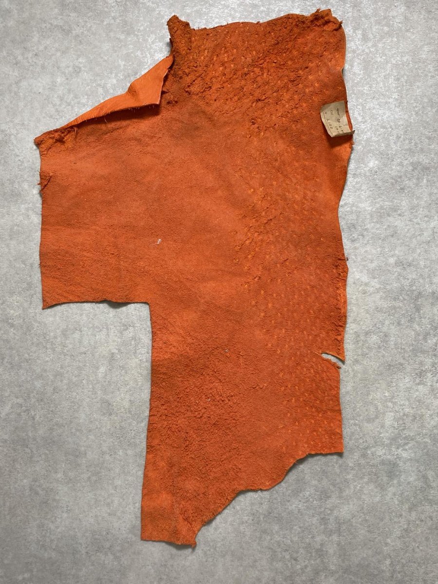 画像8: オーストリッチ革ハギレ　オレンジ　ダチョウの革　オーストリッチレザー　エキゾチックレザー (8)