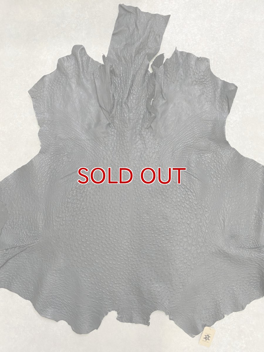 画像1: オーストリッチ革　ブラック　ダチョウの革　オーストリッチレザー　エキゾチックレザー (1)