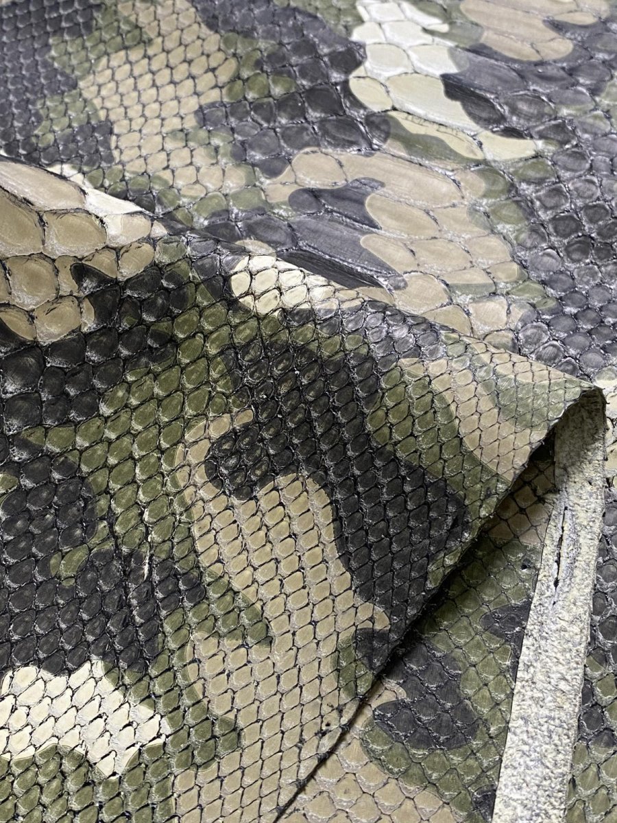 画像6: ダイヤモンドパイソン　ヘビ革　迷彩　ツヤなし  B/C　335cm　蛇革　エキゾチックレザー (6)