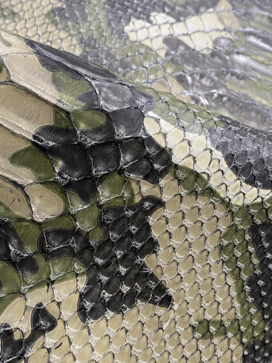 画像6: ダイヤモンドパイソン　ヘビ革　迷彩　ツヤなし  B/C　395cm　蛇革　エキゾチックレザー (6)