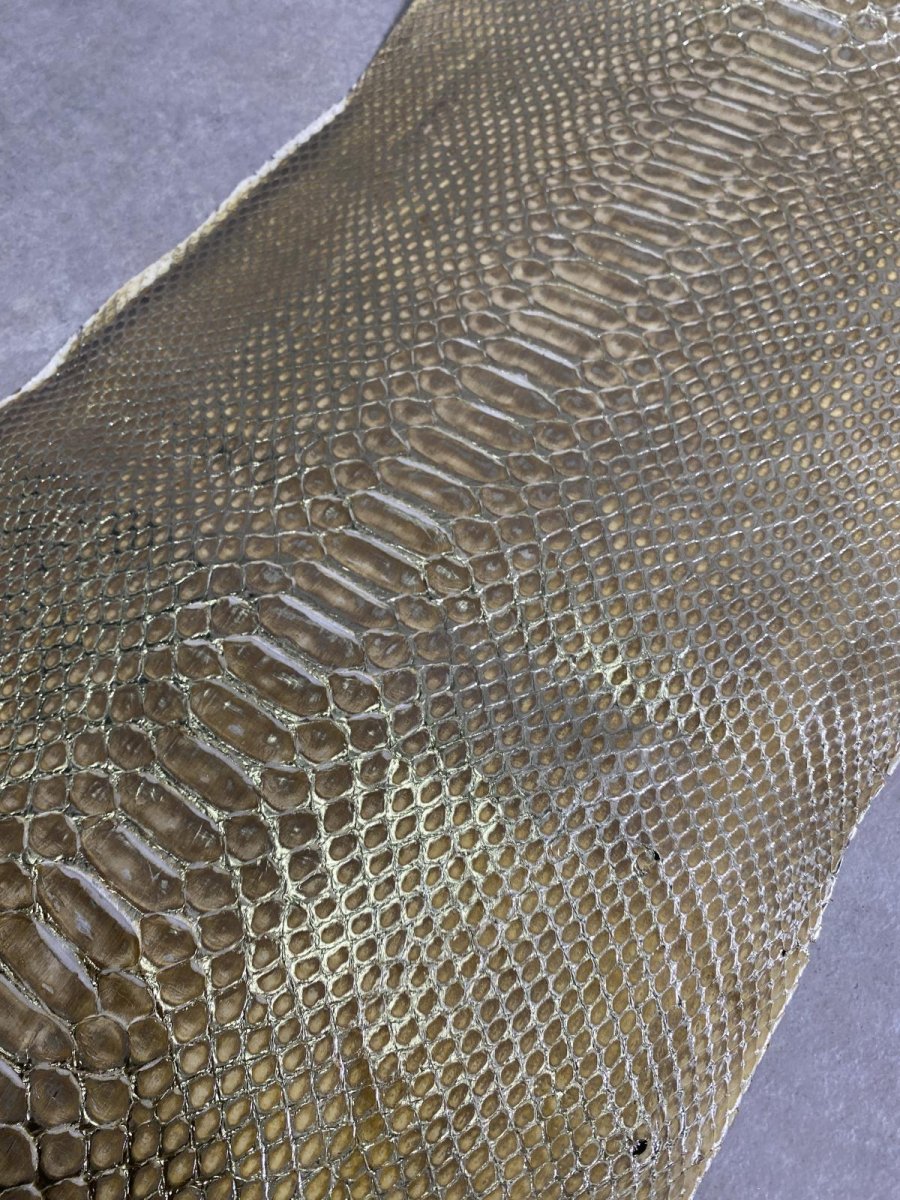 画像2: ダイヤモンドパイソン　ゴールド吟スリ　370cm　ヘビ革 (2)