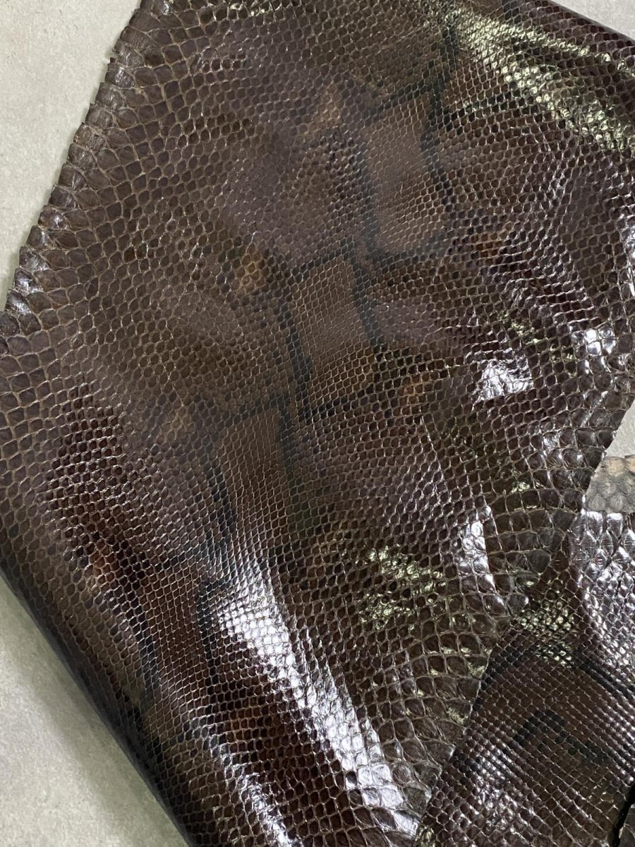 画像4: ダイヤモンドパイソン　ヘビ革　チョコ  F/C　330cm　蛇革　エキゾチックレザー (4)