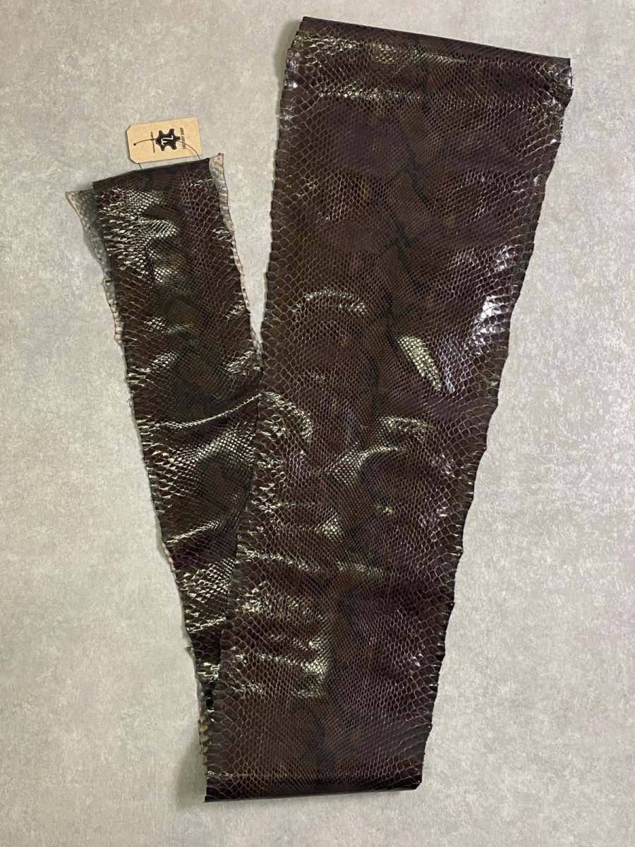 画像3: ダイヤモンドパイソン　ヘビ革　チョコ  F/C　330cm　蛇革　エキゾチックレザー (3)