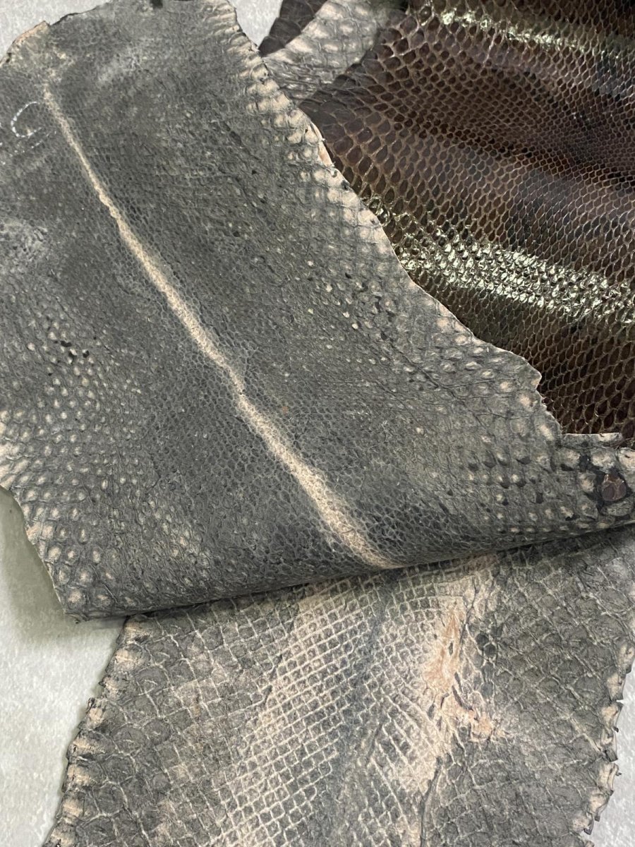 画像6: ダイヤモンドパイソン　ヘビ革　チョコ  F/C　330cm　蛇革　エキゾチックレザー (6)