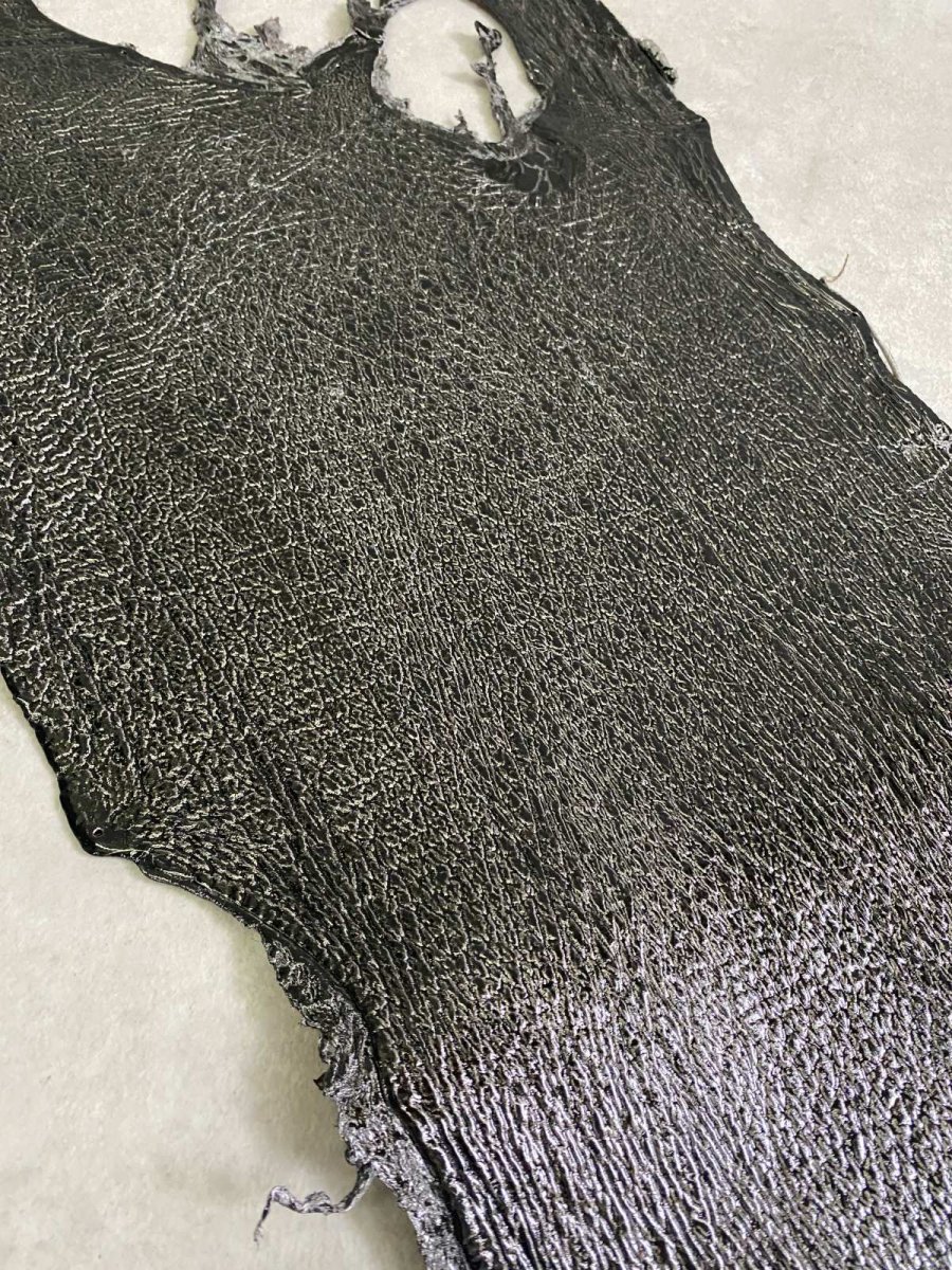 画像2: シャーク　サメ革　鮫革　シャークスキン　エナメル　ブラック (2)